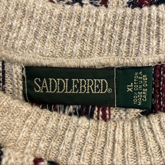 Vintage Saddlebred Geo Striped Cotton Knit Sweater - Picture 8 of 8